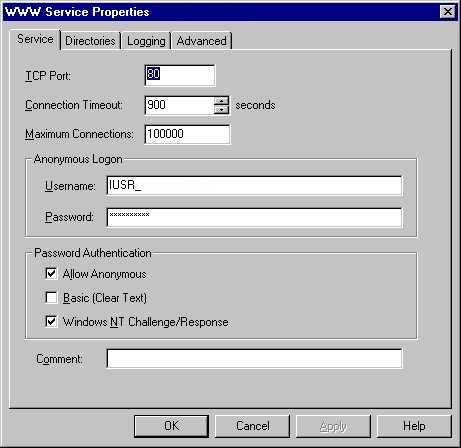 WWW Service Properties.jpg (46153 bytes)
